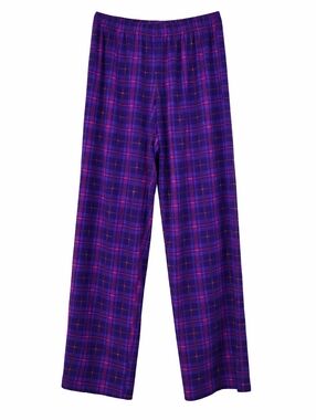 ​Jasmine Rose Purple Plaid Fleece Pajama Pants Wide Leg Sleepwear Soft Polyester
